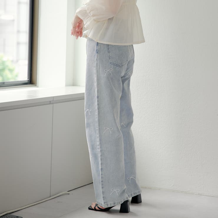 リボン刺繍デニム[品番：OLOW0013457]｜RMAF NICE CLAUP / OLIVE des