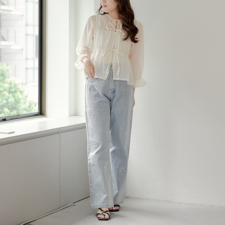リボン刺繍デニム[品番：OLOW0013457]｜RMAF NICE CLAUP / OLIVE des