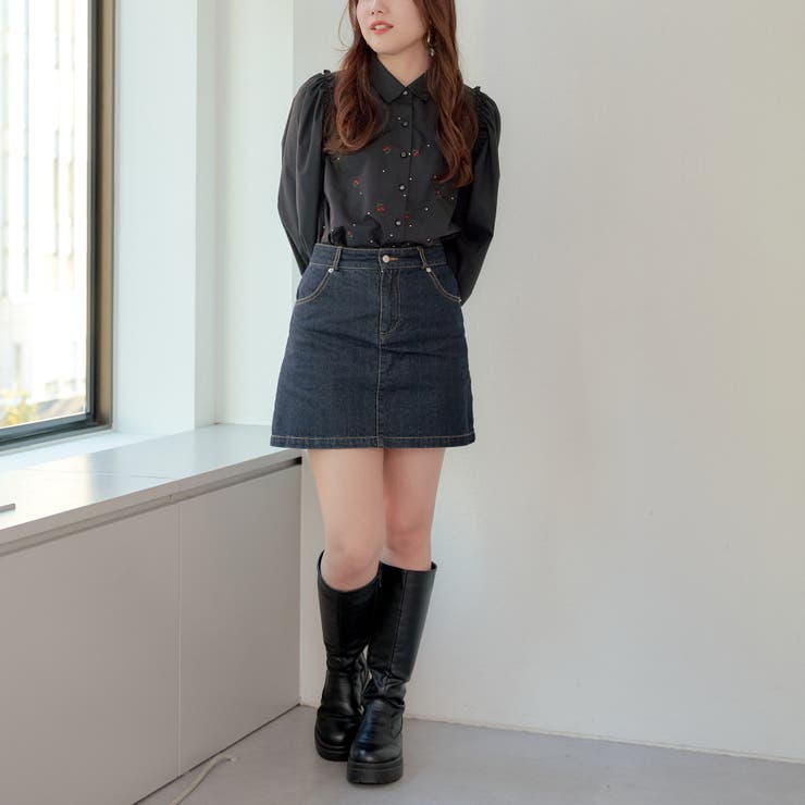 プープレ✳︎ドットチェリー刺繍ブラウス チェリー刺繍ブラウス[品番：OLOW0012200]｜RMAF NICE CLAUP / OLIVE