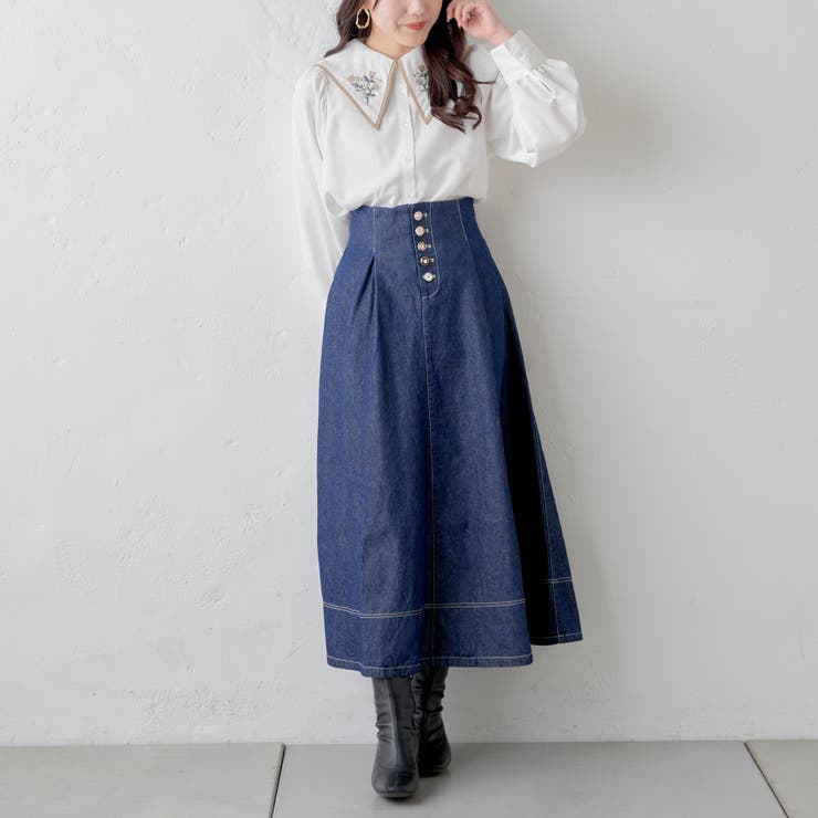 衿刺繍ブラウス[品番：OLOW0012351]｜RMAF NICE CLAUP / OLIVE des