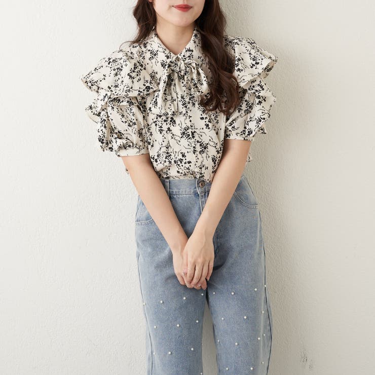 リバイバル】花柄ボウタイブラウス[品番：OLOW0012577]｜RMAF NICE