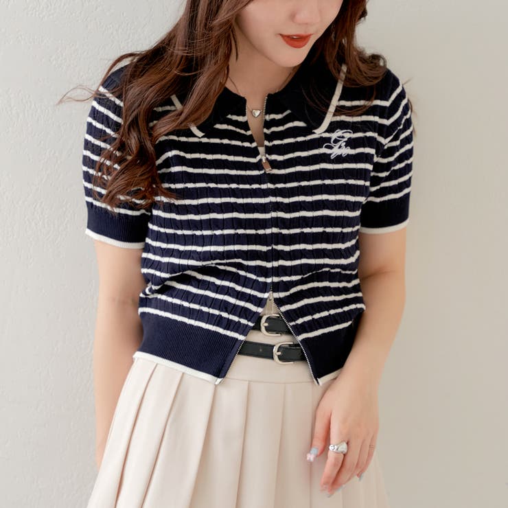 ケーブルZIP襟ニット[品番：OLOW0012813]｜RMAF NICE CLAUP / OLIVE