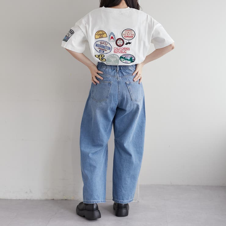 アトリエgg❤️リメイクワッペンTシャツ　1ハーフ improves tシャツ ハーフジップ フェイクレイヤード ロンT