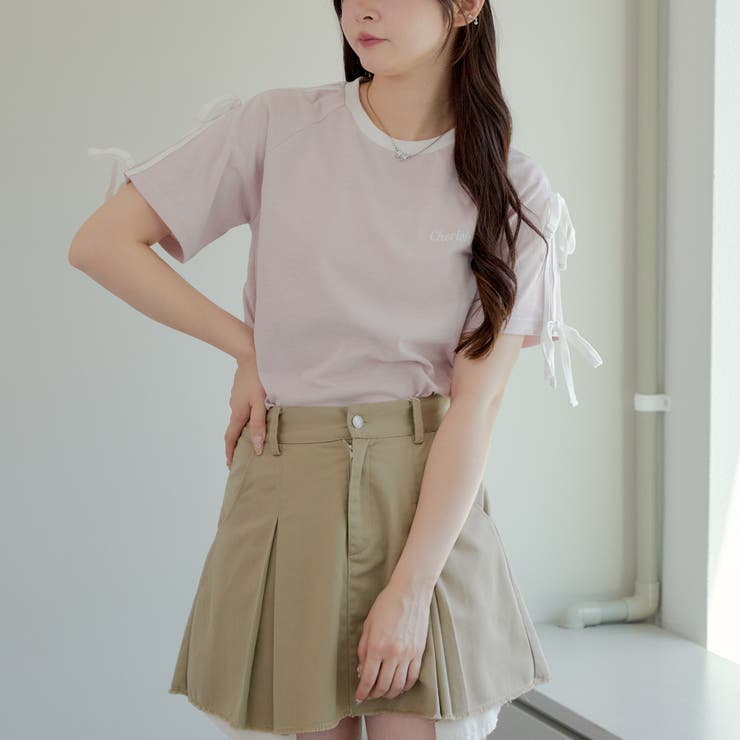 袖リボンラインT[品番：OLOW0013337]｜RMAF NICE CLAUP / OLIVE des