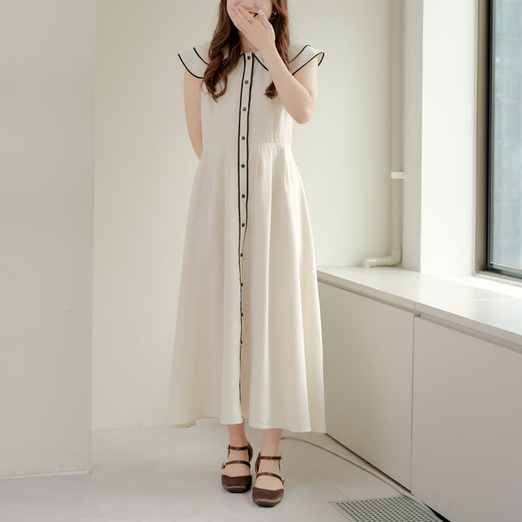 2枚衿パイピングワンピース[品番：OLOW0013007]｜RMAF NICE CLAUP 