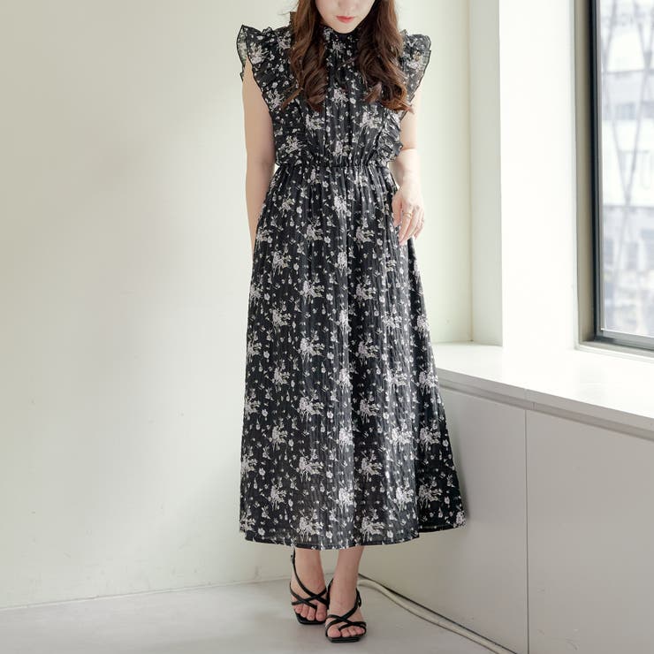 花柄フリルワンピース[品番：OLOW0013466]｜RMAF NICE CLAUP / OLIVE