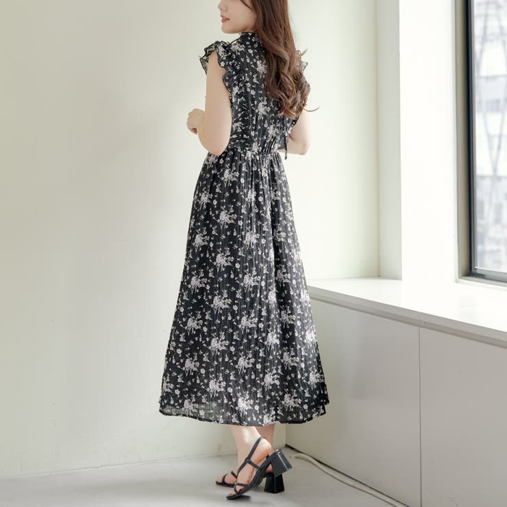 美品♥アンドクチュール♥花柄フリルワンピース アンドクチュール AND COUTURE 6/6(金)発売サンセットフラワー