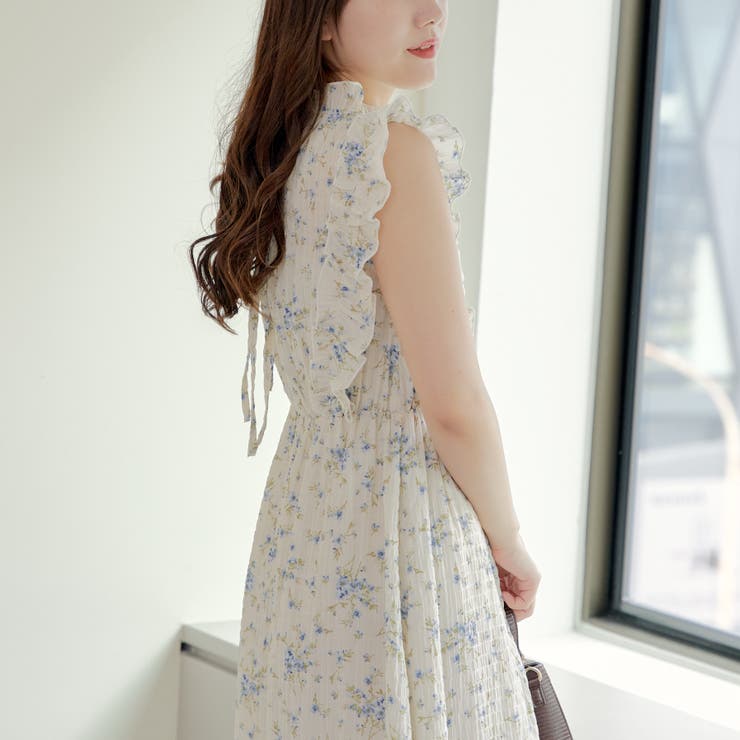 花柄フリルワンピース[品番：OLOW0013466]｜RMAF NICE CLAUP / OLIVE
