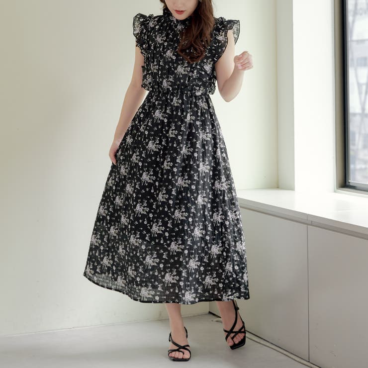 花柄フリルワンピース[品番：OLOW0013466]｜RMAF NICE CLAUP / OLIVE