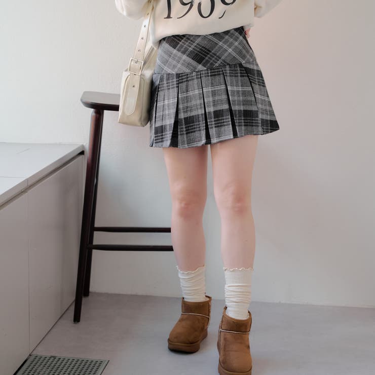 アンドマリー　チェックミニスカート アンドマリー ANDMARY チェック柄プリーツミニスカート Sサイズ