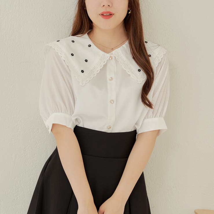 襟刺しゅうレースブラウス | RMAF NICE CLAUP / OLIVE des OLIVE | 詳細画像3