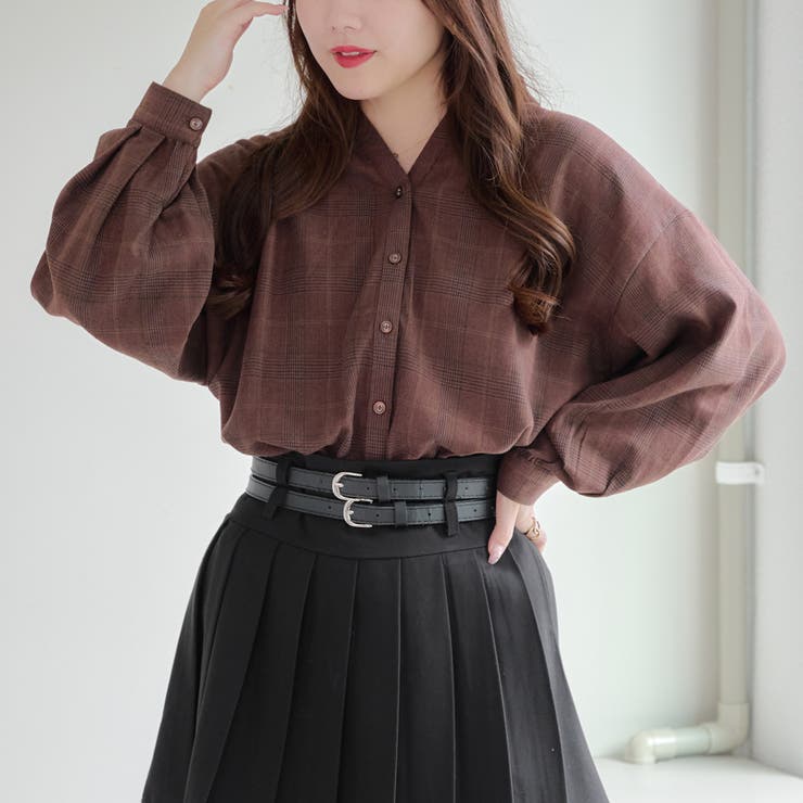 チェックたけのこタックブラウス[品番：OLOW0014347]｜RMAF NICE CLAUP