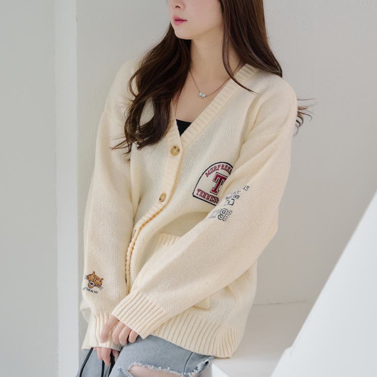 ワッペンカーディガン[品番：OLOW0014431]｜RMAF NICE CLAUP / OLIVE