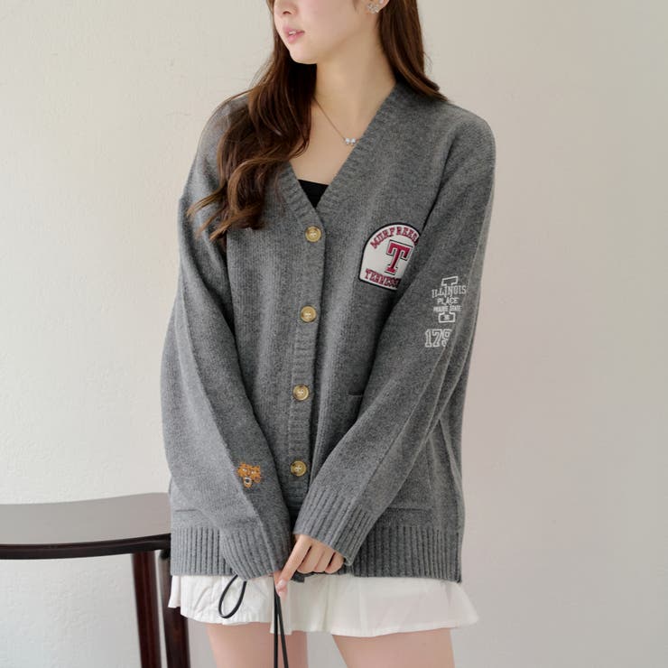 ワッペンカーディガン[品番：OLOW0014431]｜RMAF NICE CLAUP / OLIVE