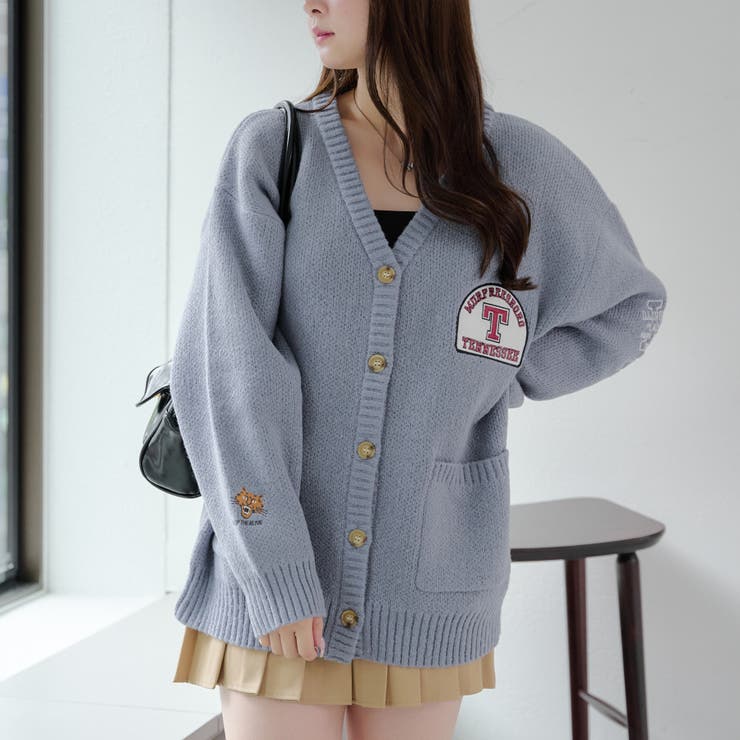 ワッペンカーディガン[品番：OLOW0014431]｜RMAF NICE CLAUP / OLIVE