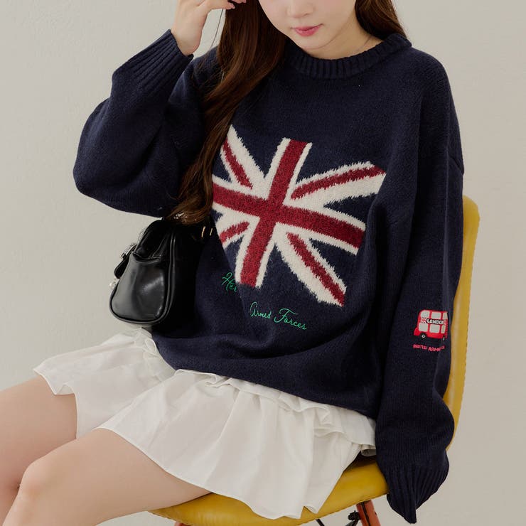 イギリス国旗ニット[品番：OLOW0014820]｜RMAF NICE CLAUP / OLIVE des 
