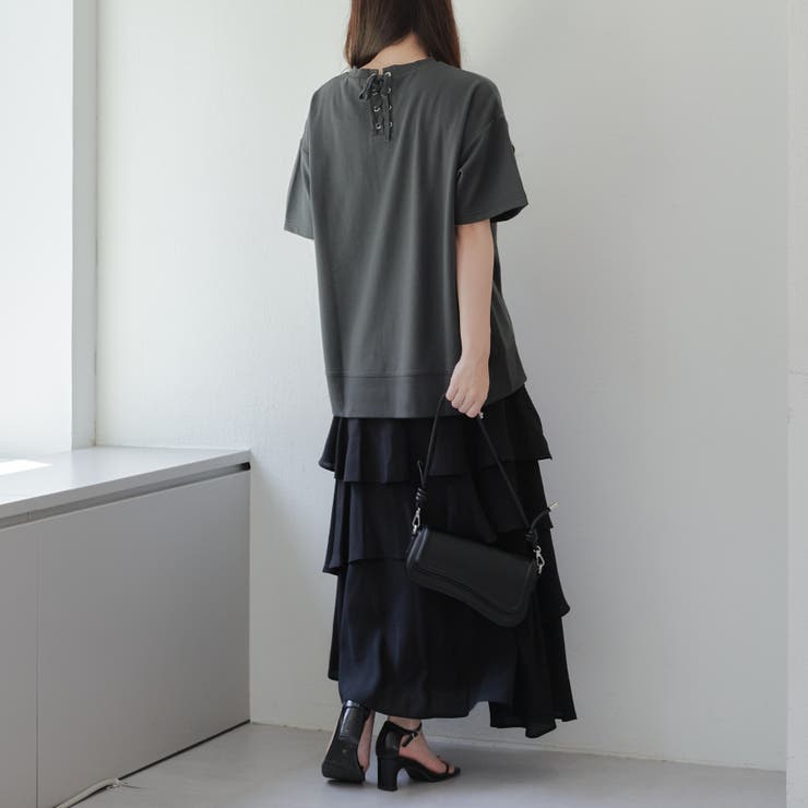 OLIVE des OLIVE レースチュニック フリルネック ベージュ M