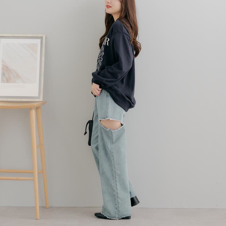 韓国っぽ、お花刺繍スウェット[品番：OLOW0014434]｜RMAF NICE