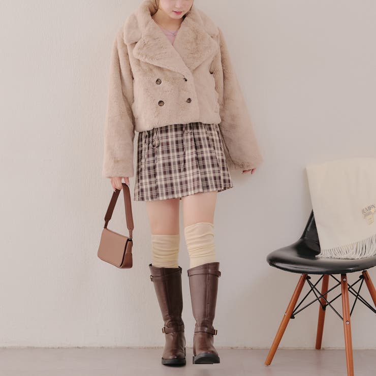 再お値下げ♪【blugirl 】美品⭐︎ラビットファー ショートジャケット セール】ラビット風ファーショートジャケット（その他アウター