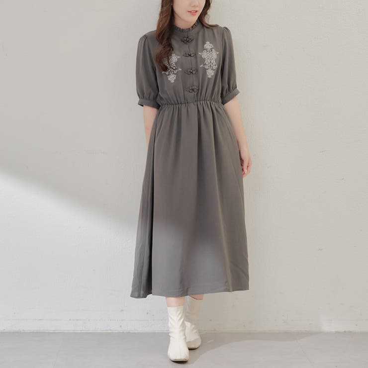 OZZ ONESTE　チャイナ ワンピース　グレー 楽天市場】OZZ ONESTE / ジップアップチャイナワンピース オッズオン