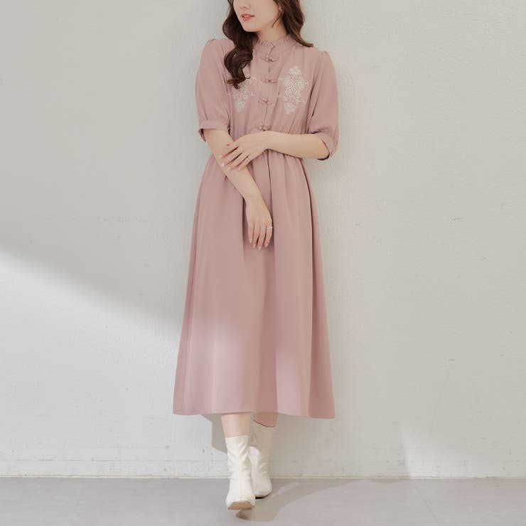 衿フリルチャイナワンピース[品番：OLOW0013699]｜RMAF NICE CLAUP