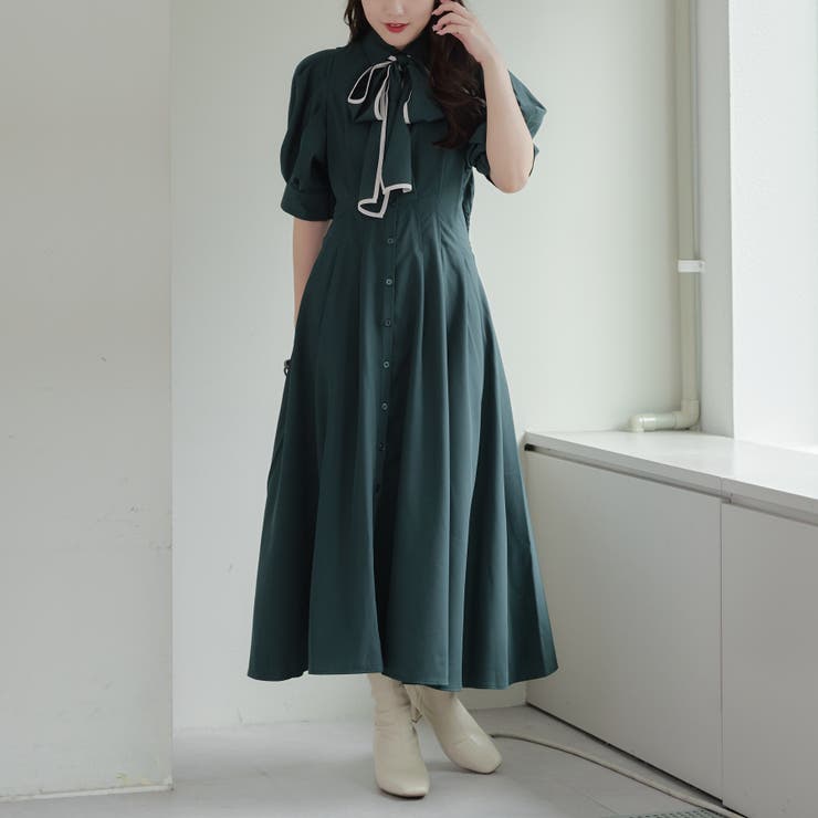 レースアップワンピース[品番：OLOW0014162]｜RMAF NICE CLAUP / OLIVE