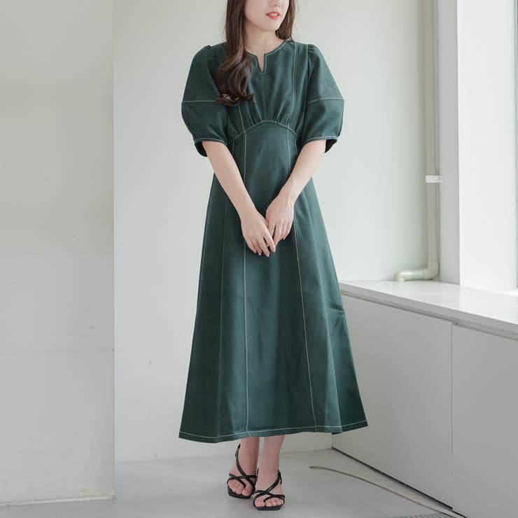 袖ボリュームワンピース[品番：OLOW0014165]｜RMAF NICE CLAUP / OLIVE 
