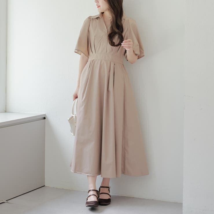 ベージュ | 袖フレアスキッパーワンピ | RMAF　NICE CLAUP / OLIVE des OLIVE