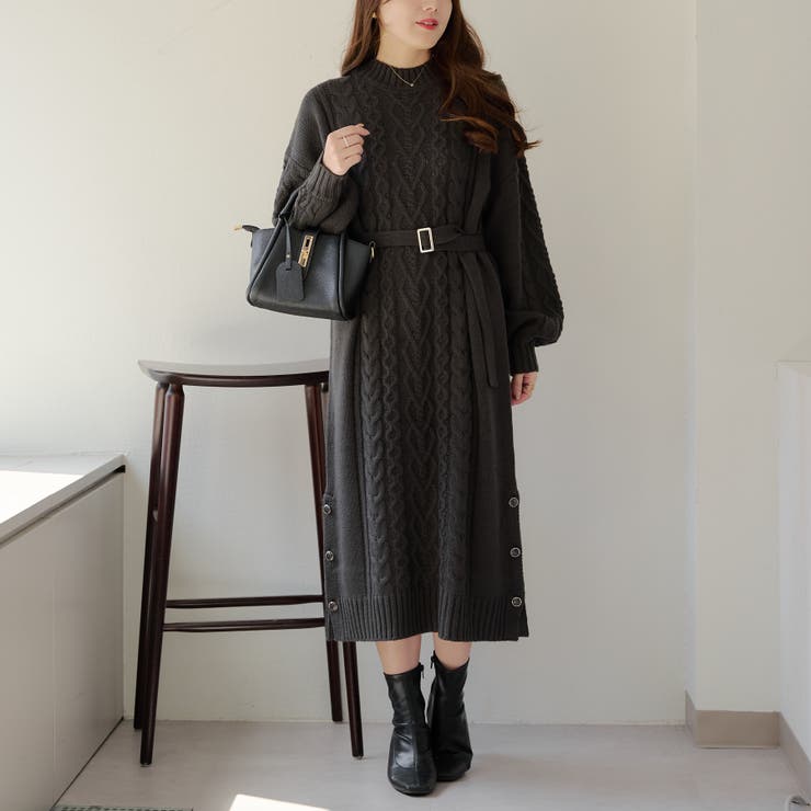 Web限定】ケーブルニットワンピース[品番：OLOW0014565]｜RMAF NICE