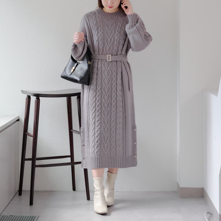 Web限定】ケーブルニットワンピース[品番：OLOW0014565]｜RMAF NICE