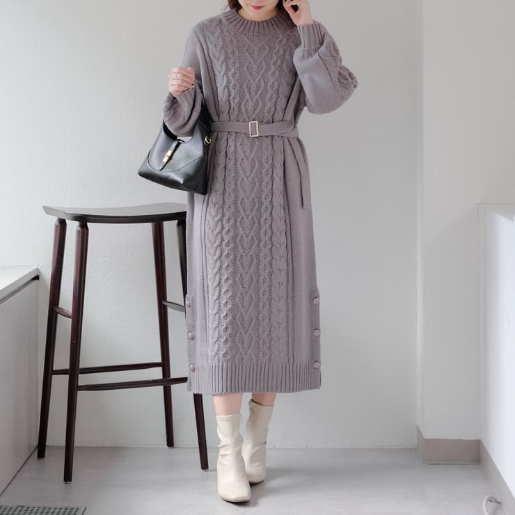 Web限定】ケーブルニットワンピース[品番：OLOW0014565]｜RMAF NICE