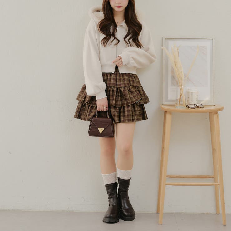 フリルチェックスカート[品番：OLOW0015029]｜RMAF NICE CLAUP / OLIVE