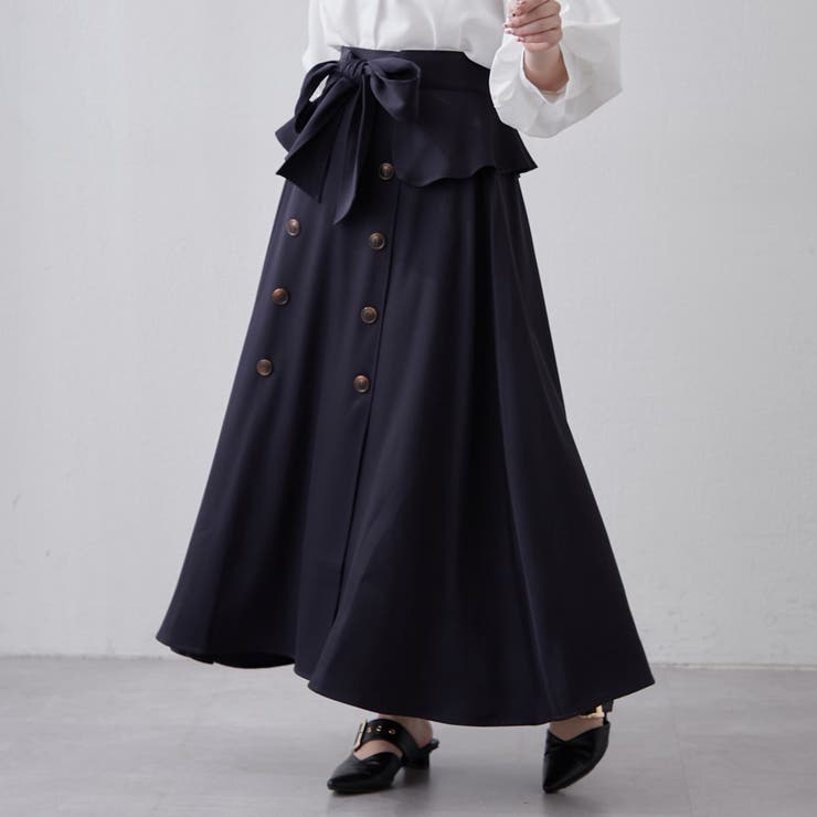 【美品】◆レザレクション◆ ペプラムスカート/ネイビー・Mサイズ Ray BEAMS（レイ ビームス）ペプラム タイト スカート（スカート