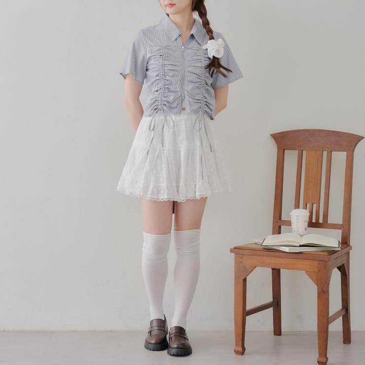 切替カラミミニスカート[品番：OLOW0015451]｜RMAF NICE CLAUP / OLIVE