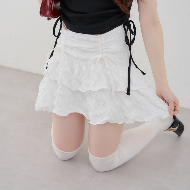 re.__mi23セレクト】シボシボティアードミニスカート[品番