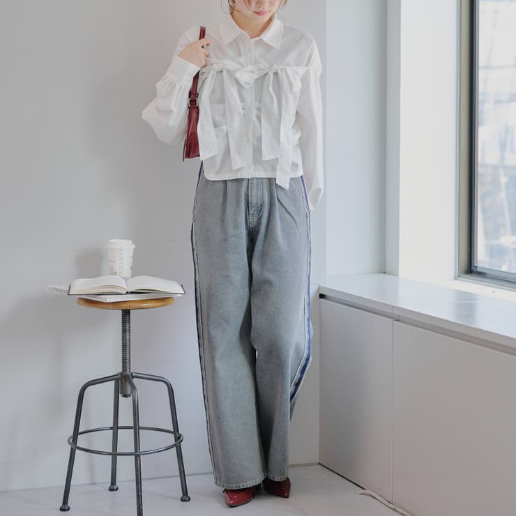 デニムサイドライン+星パッチワークパンツ[品番：OLOW0015381]｜RMAF