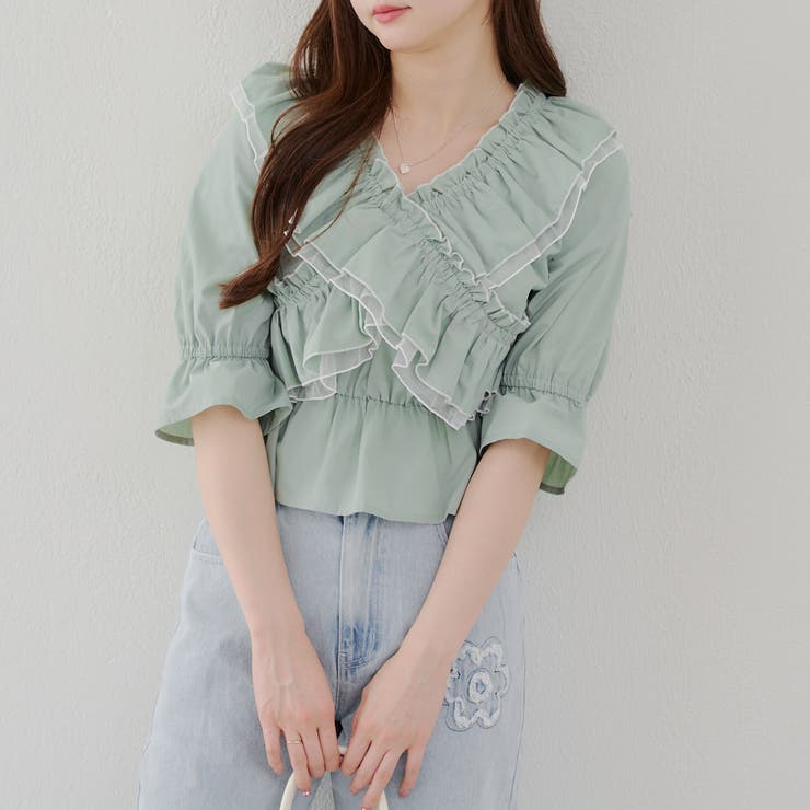 ミント | クロス衿ブラウス | NICE CLAUP / OLIVE des OLIVE　OUTLET