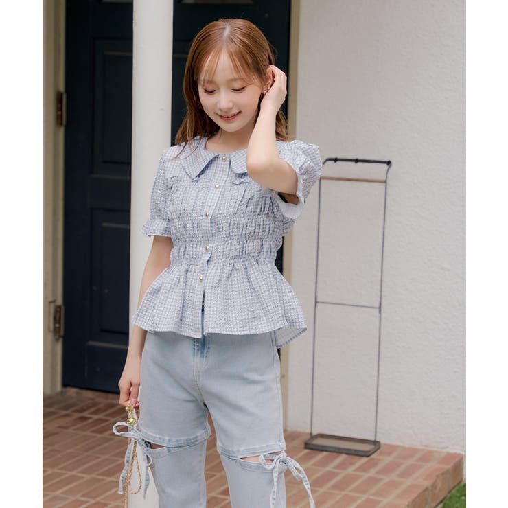 【韓国風コーデ】10色展開、シャーリング衿付ブラウス | RMAF　NICE CLAUP / OLIVE des OLIVE | 詳細画像73 