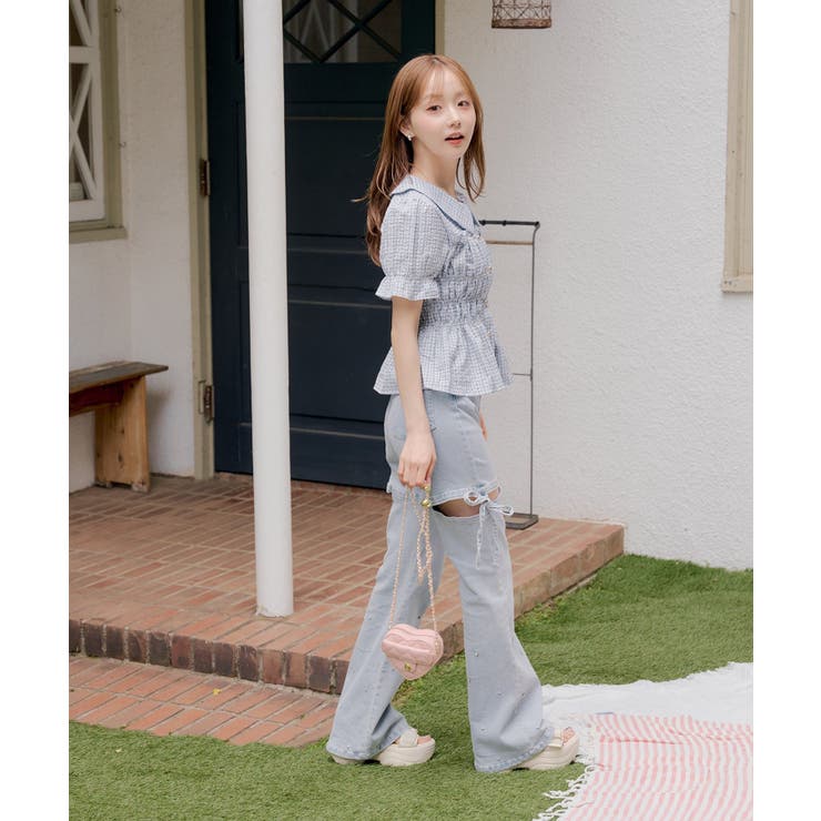 【韓国風コーデ】10色展開、シャーリング衿付ブラウス | RMAF　NICE CLAUP / OLIVE des OLIVE | 詳細画像75 