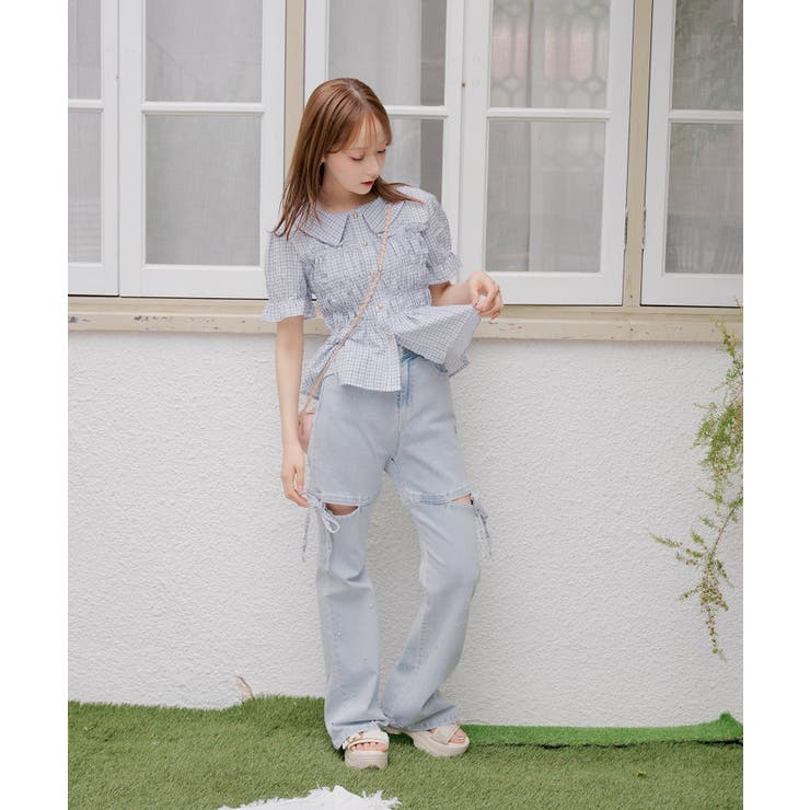 【韓国風コーデ】10色展開、シャーリング衿付ブラウス | RMAF　NICE CLAUP / OLIVE des OLIVE | 詳細画像76 