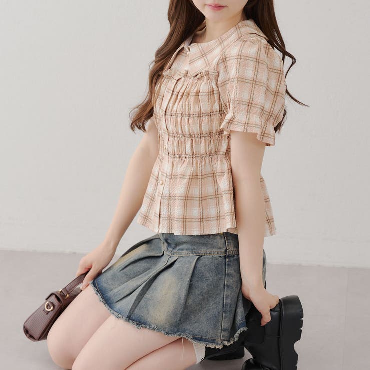 【韓国風コーデ】10色展開、シャーリング衿付ブラウス | RMAF　NICE CLAUP / OLIVE des OLIVE | 詳細画像60 