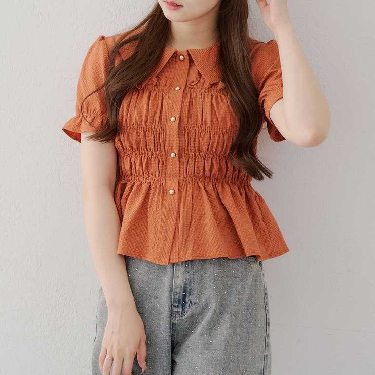 【韓国風コーデ】10色展開、シャーリング衿付ブラウス | RMAF　NICE CLAUP / OLIVE des OLIVE | 詳細画像56 