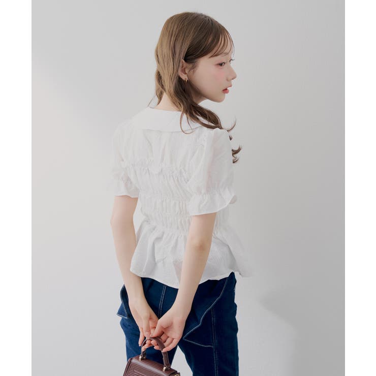 【韓国風コーデ】10色展開、シャーリング衿付ブラウス | RMAF　NICE CLAUP / OLIVE des OLIVE | 詳細画像14 