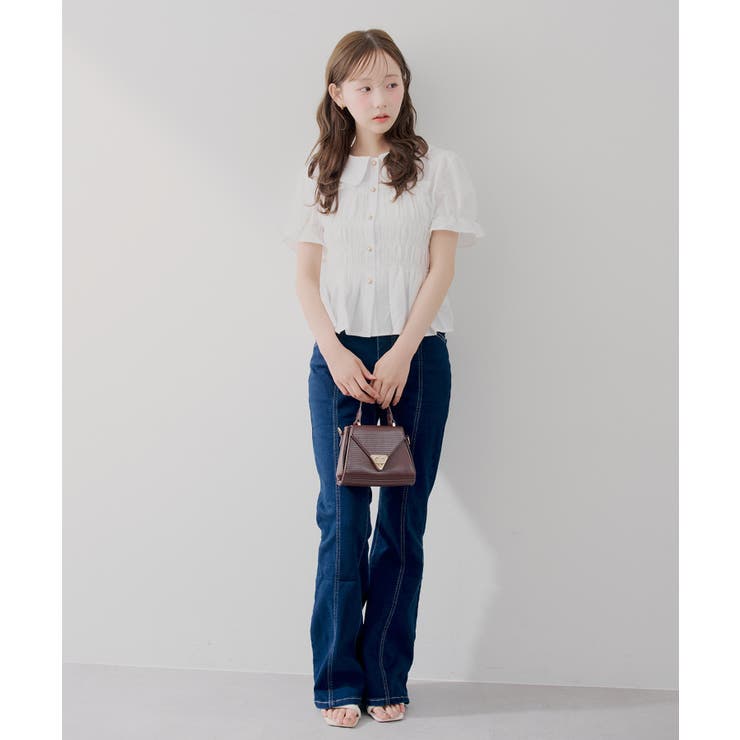 【韓国風コーデ】10色展開、シャーリング衿付ブラウス | RMAF　NICE CLAUP / OLIVE des OLIVE | 詳細画像15 