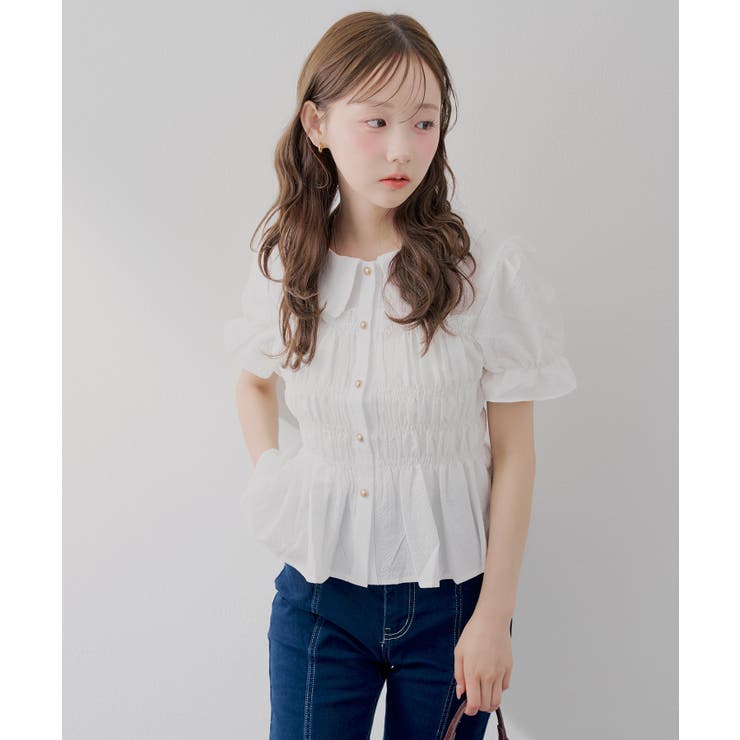 【韓国風コーデ】10色展開、シャーリング衿付ブラウス | RMAF　NICE CLAUP / OLIVE des OLIVE | 詳細画像19 