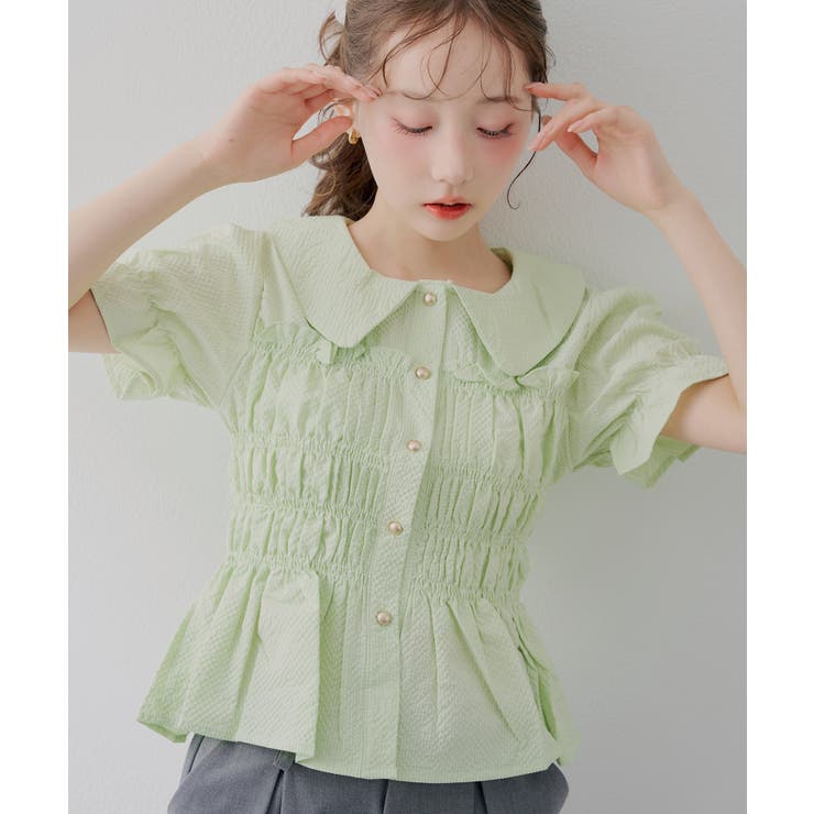 【韓国風コーデ】10色展開、シャーリング衿付ブラウス | RMAF　NICE CLAUP / OLIVE des OLIVE | 詳細画像10 