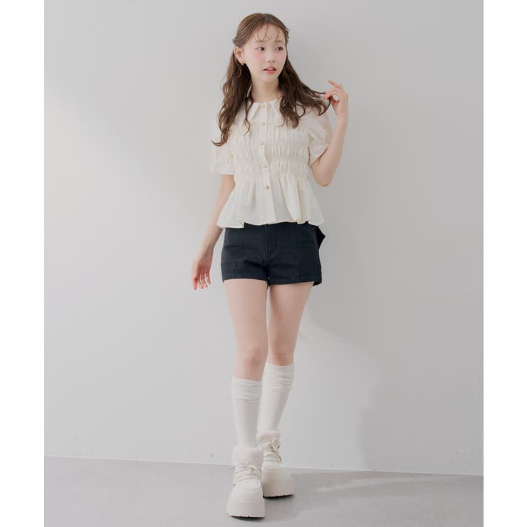 【韓国風コーデ】10色展開、シャーリング衿付ブラウス | RMAF　NICE CLAUP / OLIVE des OLIVE | 詳細画像47 