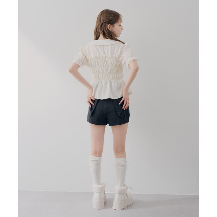 【韓国風コーデ】10色展開、シャーリング衿付ブラウス | RMAF　NICE CLAUP / OLIVE des OLIVE | 詳細画像49 