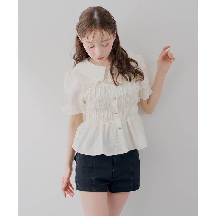 【韓国風コーデ】10色展開、シャーリング衿付ブラウス | RMAF　NICE CLAUP / OLIVE des OLIVE | 詳細画像43 