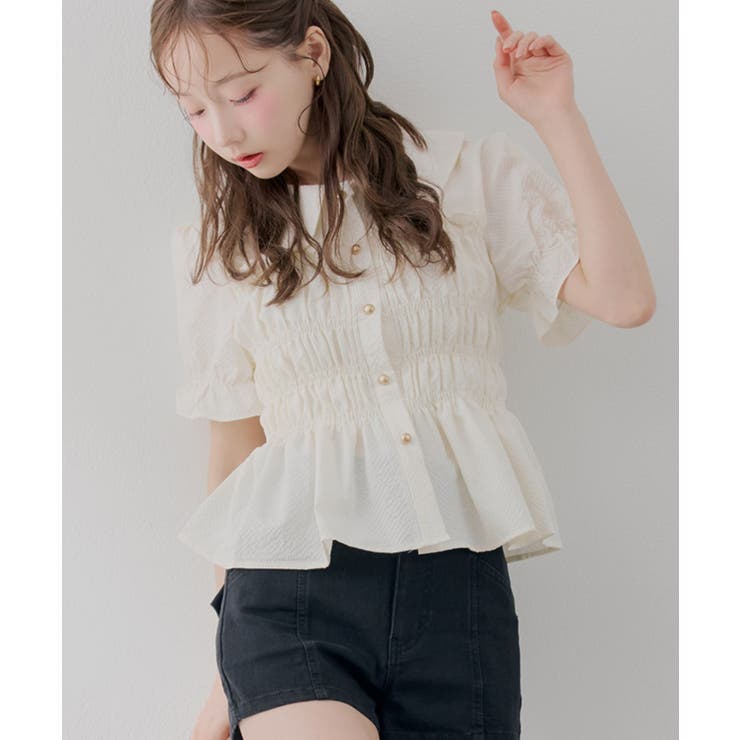 【韓国風コーデ】10色展開、シャーリング衿付ブラウス | RMAF　NICE CLAUP / OLIVE des OLIVE | 詳細画像46 